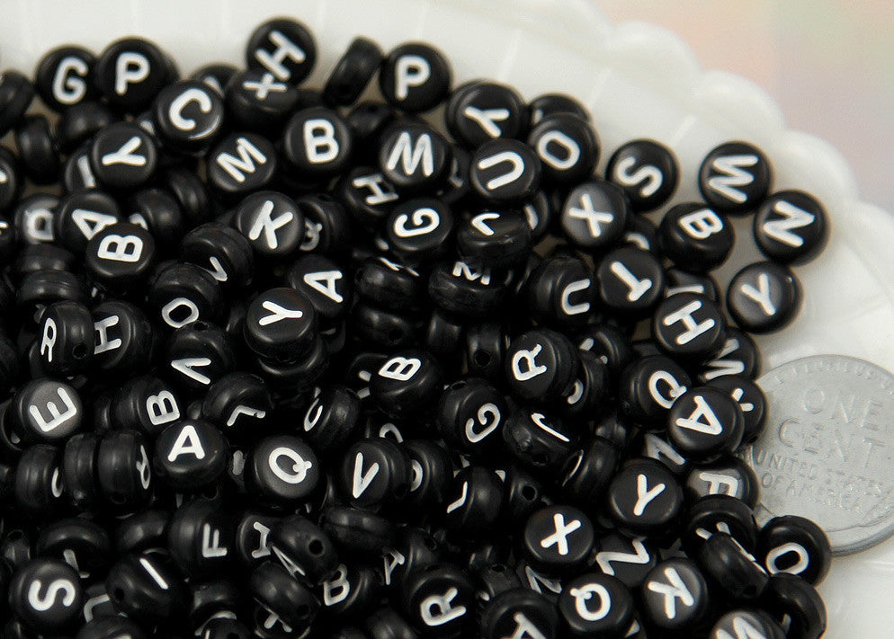 7mm Little Round Black Alphabet Acrylic or Resin Beads - 400 pc set –  Delish Beads